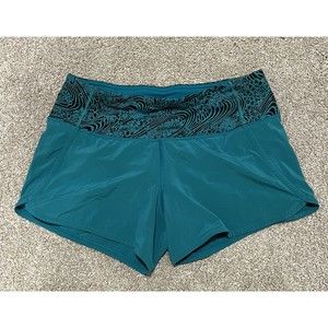 Lululemon Run Times Short II Blue Green 4" Low Rise Lined Womens 4